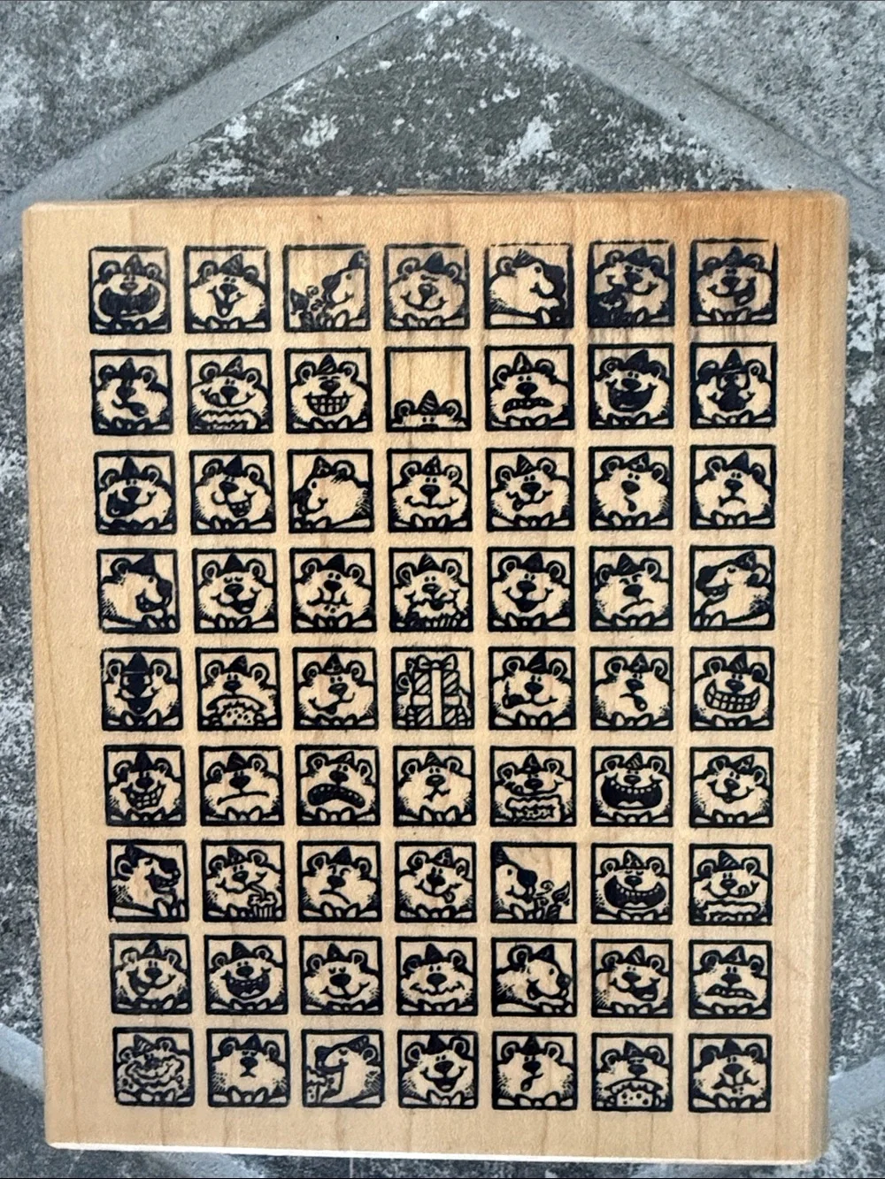 Giant Natural Wood Rubber Stamp  63 Emotions Feelings Mood Chart